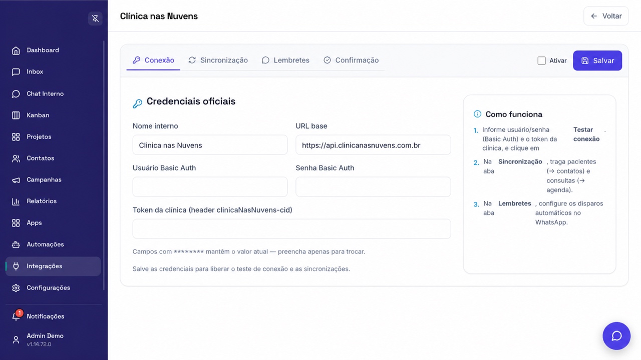 Configuração de Clínica nas Nuvens