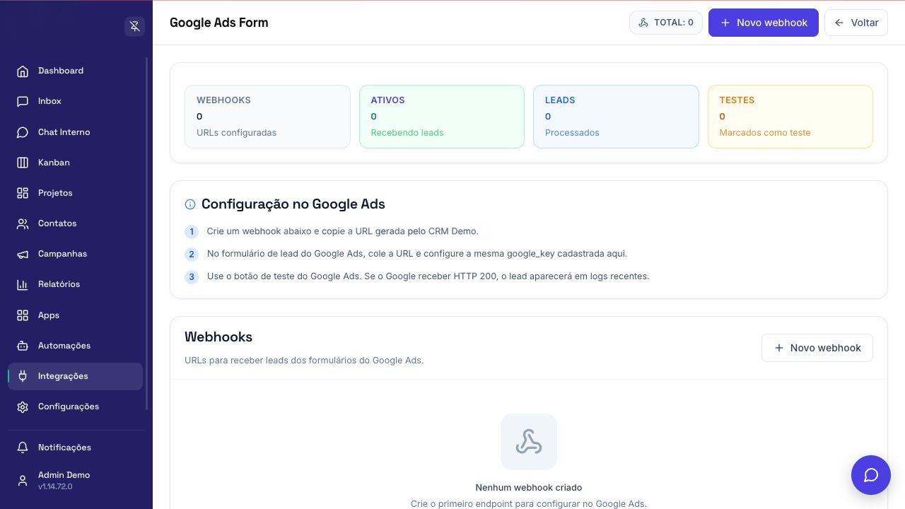 Tela de configuração de Google Ads Form